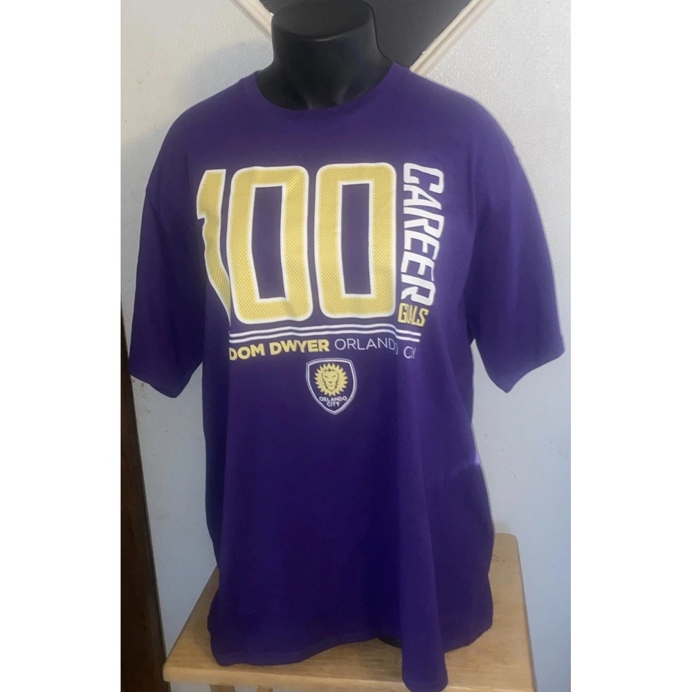 MLS #14 Dom Dwyer 100 Career Goals Orlando City T Shirt 2XL Purple